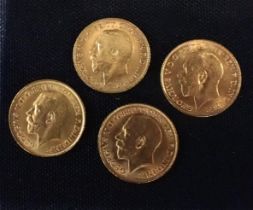 FOUR GEORGE V GOLD HALF SOVEREIGNS