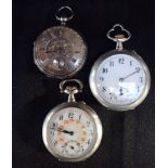 A SILVER-CASED POCKET WATCH WITH ENGRAVED DIAL