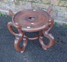 A LARGE CHINESE HARDWOOD BOWL STAND