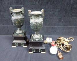 A PAIR OF 19TH CENTURY GRECIAN REVIVAL GARNITURE URNS