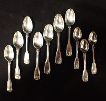 A QUANTITY OF FIDDLE, THREAD AND SHELL SILVER TEASPOONS