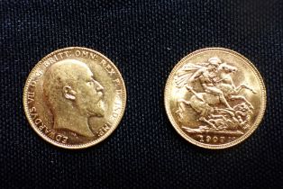 TWO 1907 EDWARD VII GOLD SOVEREIGNS