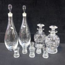 A PAIR OF MODERN SCANDINAVIAN STYLE DECANTERS