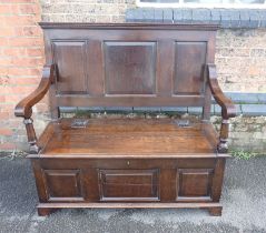 A GEORGE I STYLE OAK HALL BENCH