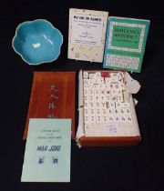 A CHINESE BOWL OF LOBED FORM, AND A MAHJONG SET