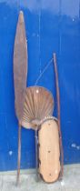 A WOODEN TRIBAL SPEAR