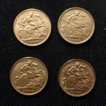 FOUR EDWARD VII GOLD HALF SOVEREIGNS