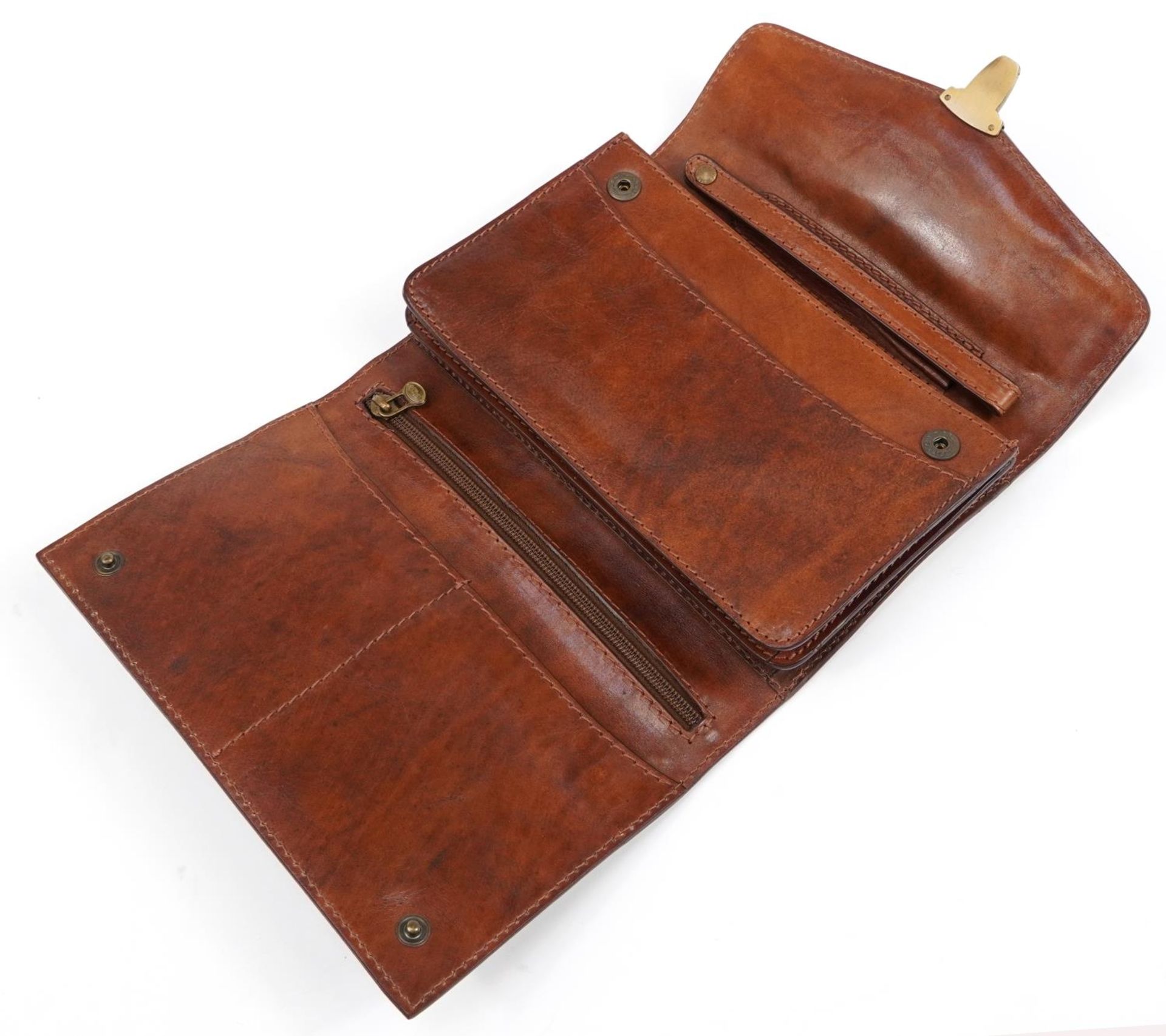 The Bridge, Italian brown leather clutch bag with cloth protective bag, 25.5cm wide - Image 3 of 6