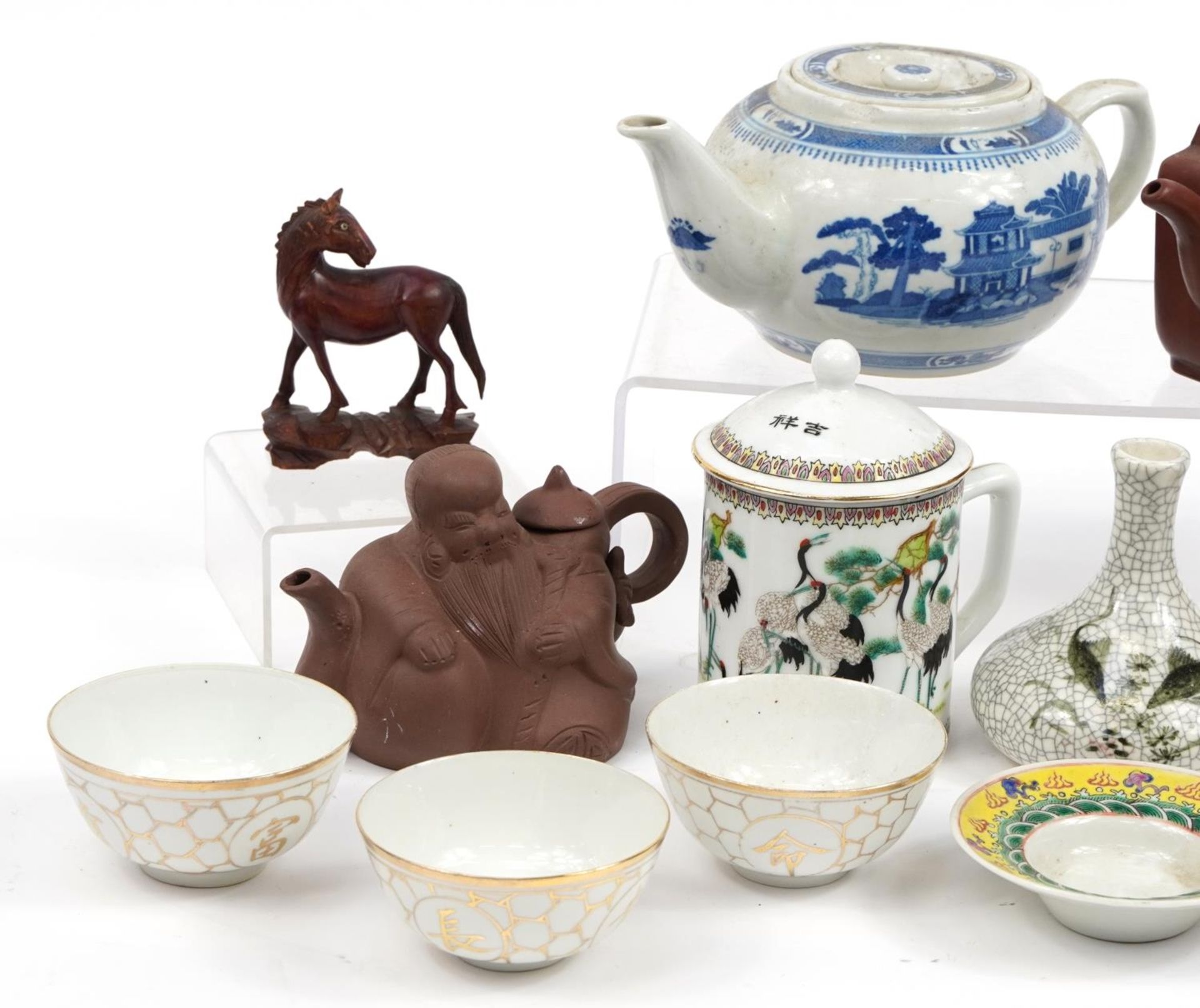Chinese and Japanese ceramics and sundry items including Yixing terracotta teapots and a cloisonne - Image 2 of 3