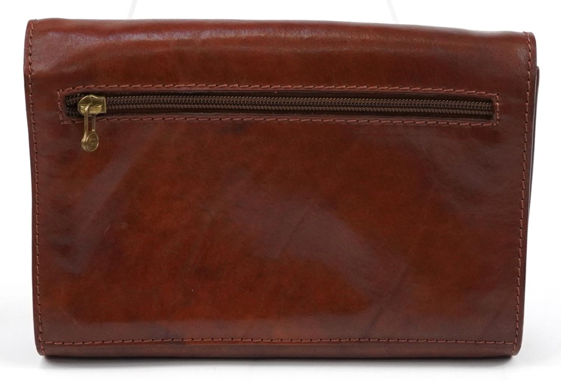 The Bridge, Italian brown leather clutch bag with cloth protective bag, 25.5cm wide - Image 5 of 6