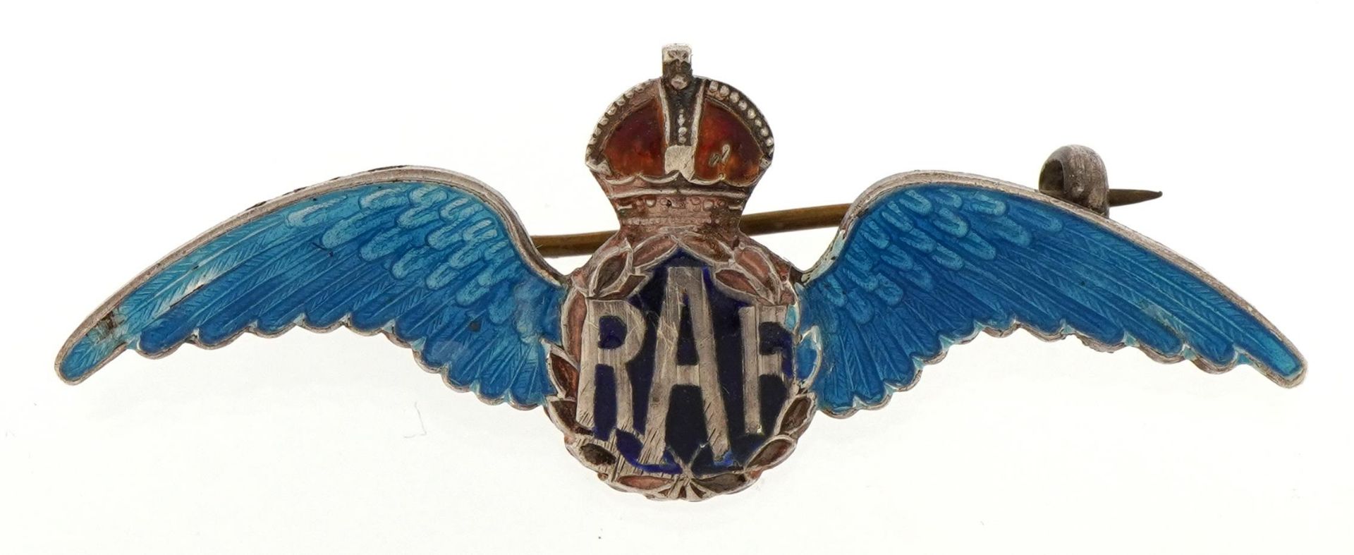 Military interest silver and enamel RAF sweet heart brooch, 5.3cm wide, 5.7g