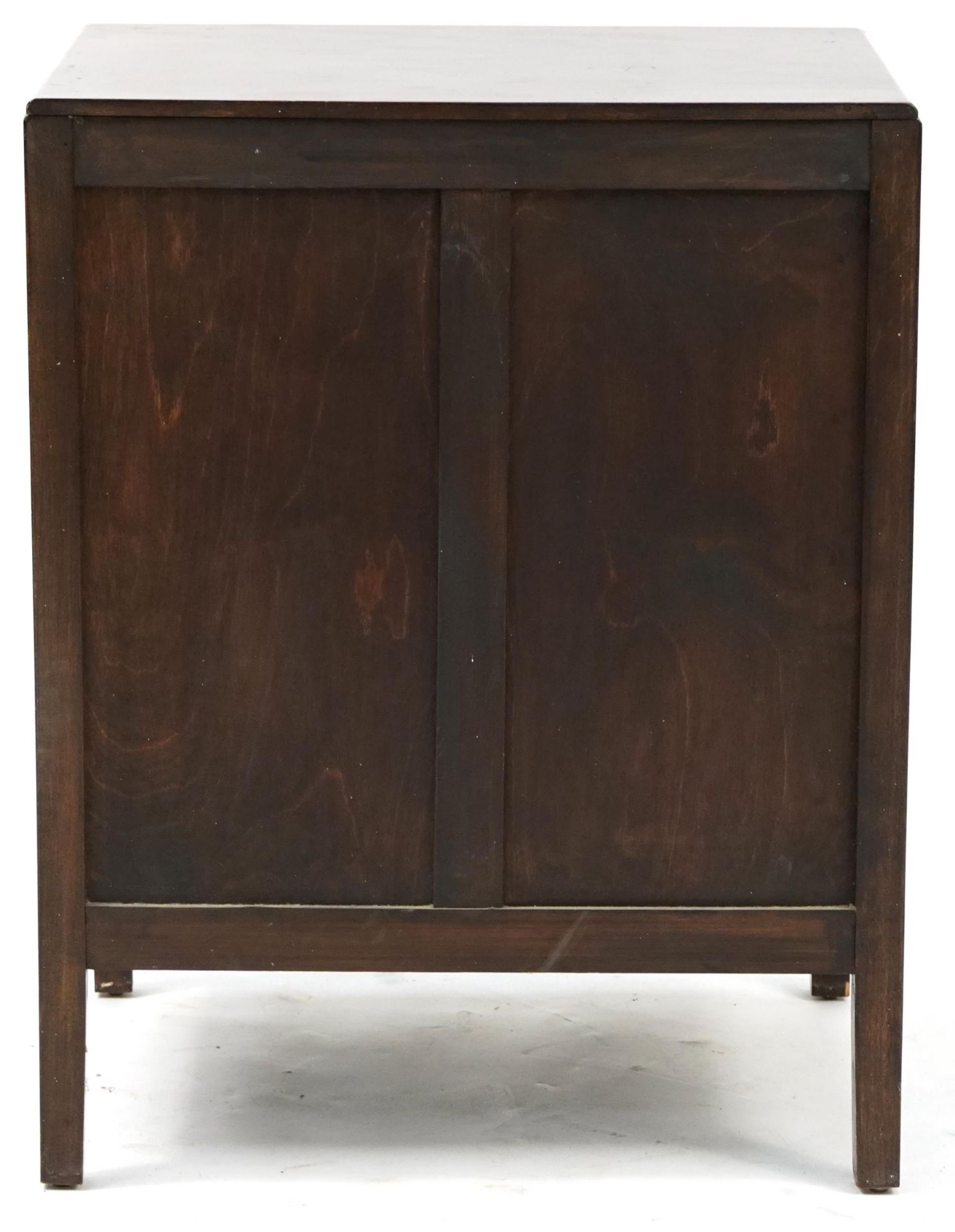 Art Deco oak four drawer record cabinet with drop down fronts, 62cm H x 49cm W x 38cm D - Image 3 of 3