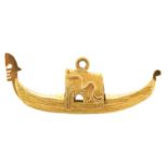 18ct gold Venetian gondola pendant, 4.3cm wide, 6.0g