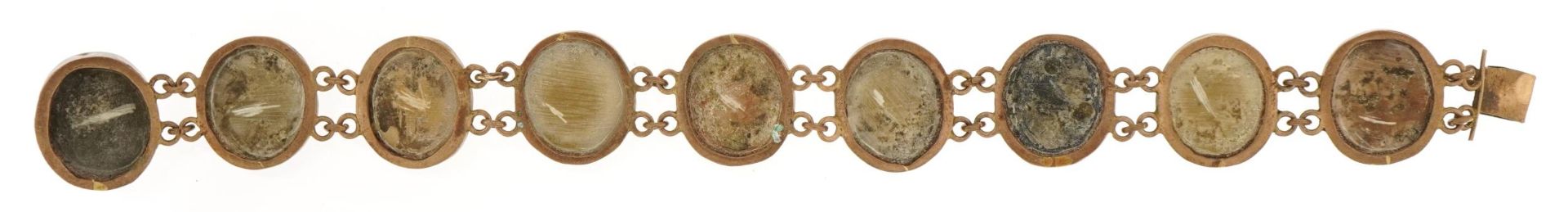 Antique gilt metal lava cameo maiden head bracelet, 18cm in length, 16.8g - Image 3 of 3