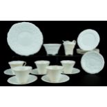Royal Stafford Old English Oak bone china teaware including cups with saucers and sugar bowl, the