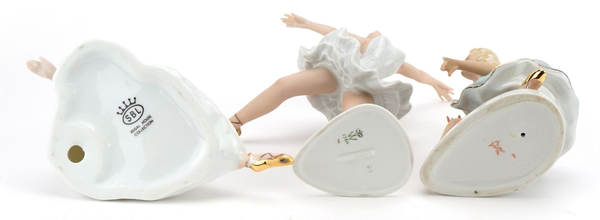 Wallendorf porcelain ballerina figure and two others, the largest 22cm high - Bild 3 aus 3