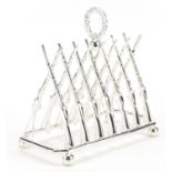 Rifle design silver plated six slice toast rack, 19.5cm wide