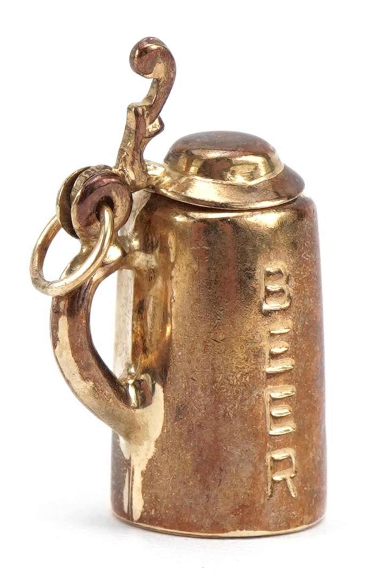 9ct gold opening beer stein charm, 2.1cm high, 1.5g - Image 2 of 3