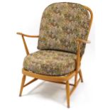 Ercol light elm Windsor armchair, 88cm high