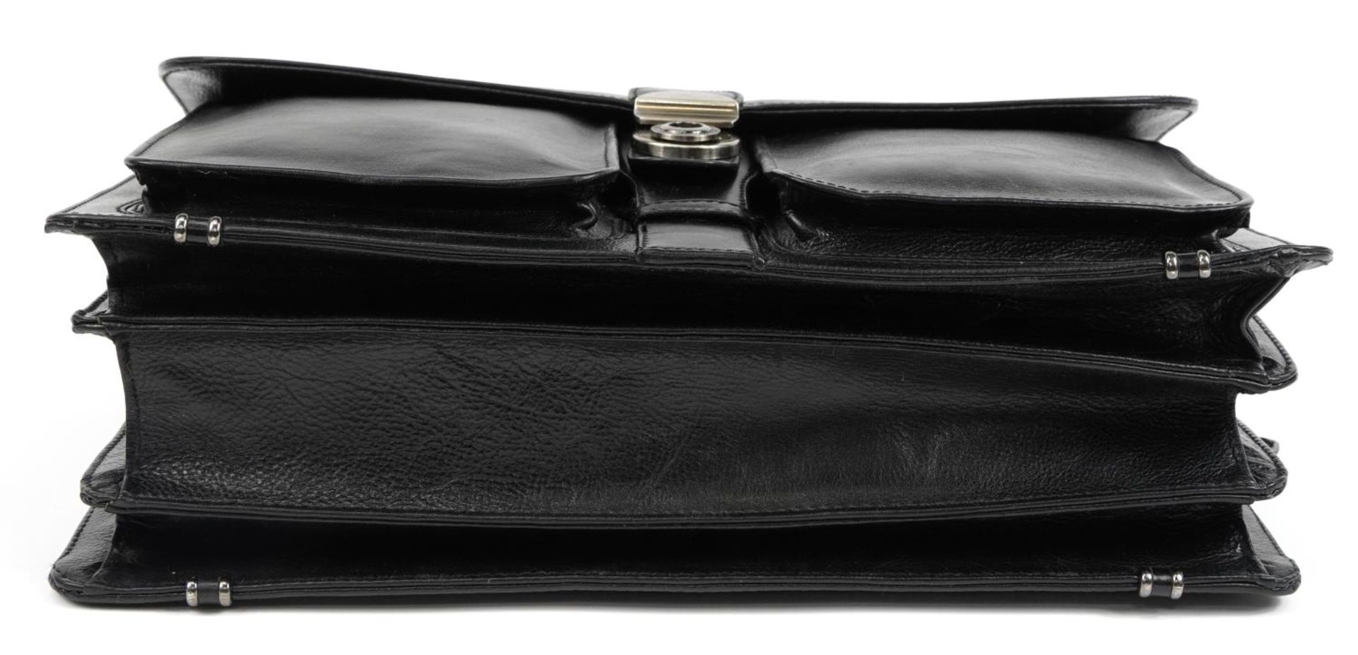 S Babila, Italian black leather briefcase bag, 42cm wide - Bild 5 aus 5