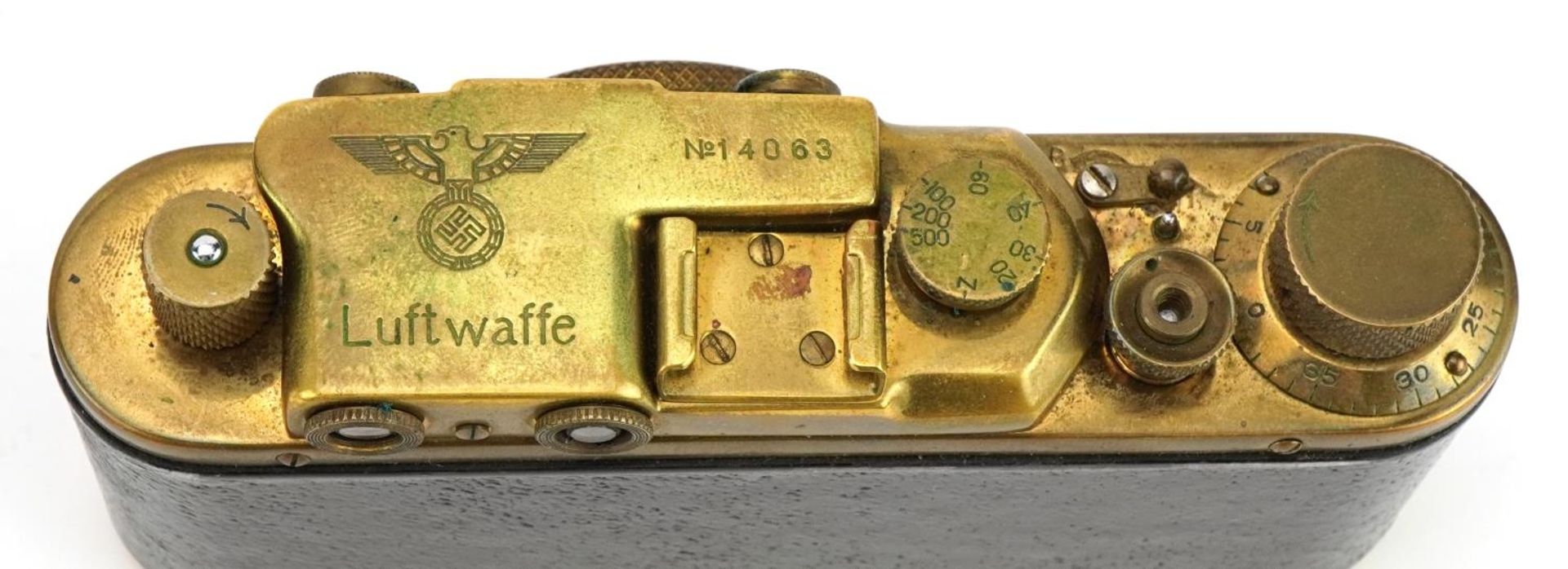 German military interest Leica style camera with Luftwaffe emblem and leather case - Bild 3 aus 3