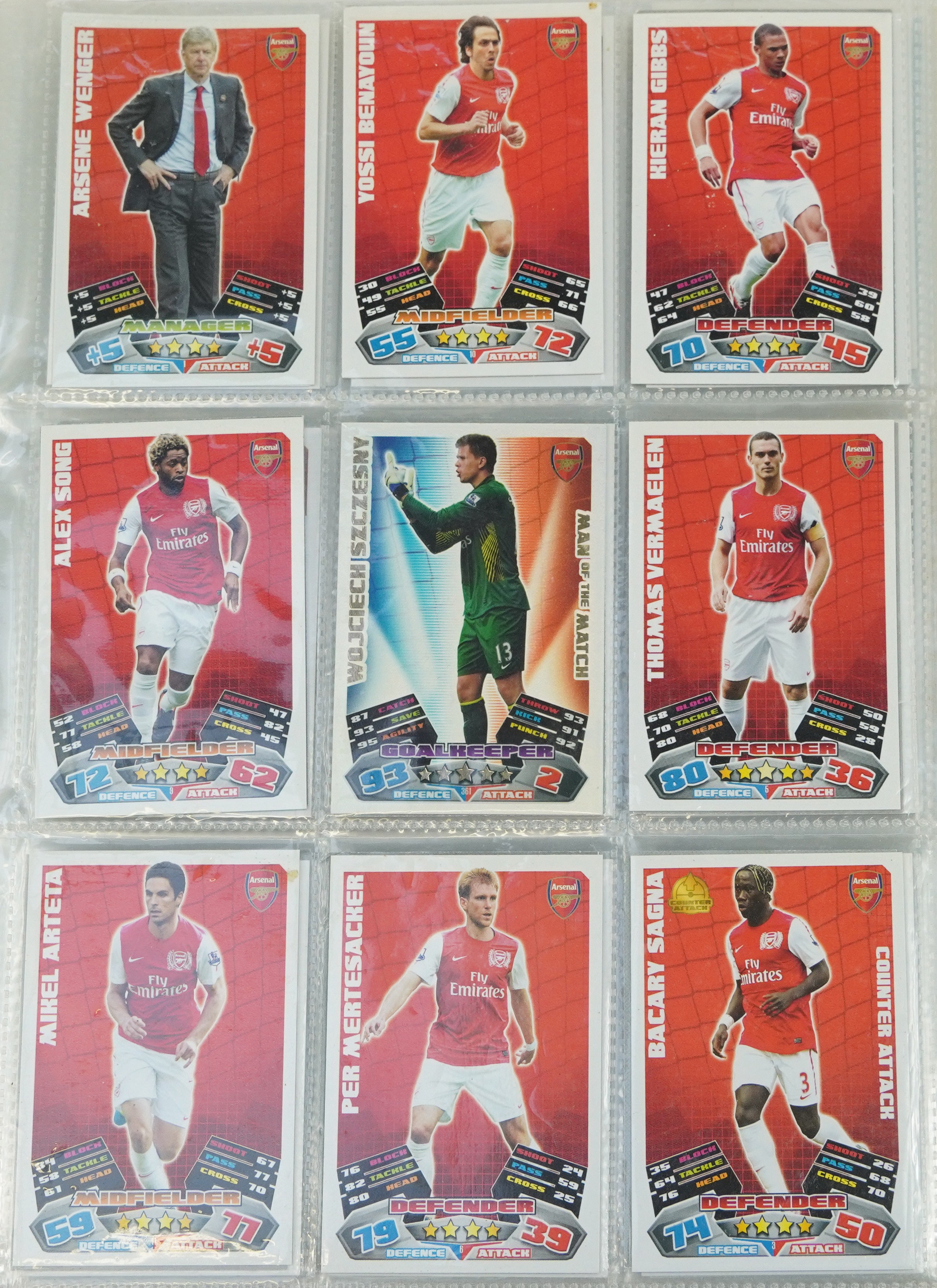 Topps Match Attax football cards including Denis Bergman, Patrick Viera and Arsene Wenger season,