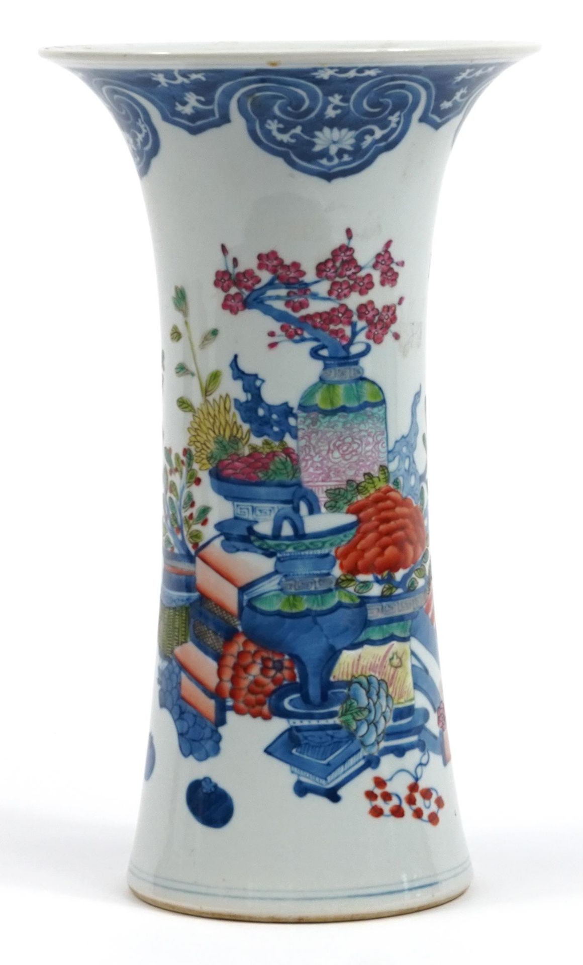 Chinese porcelain wucai vase hand painted with flowers, six figure character marks to the base, 32cm