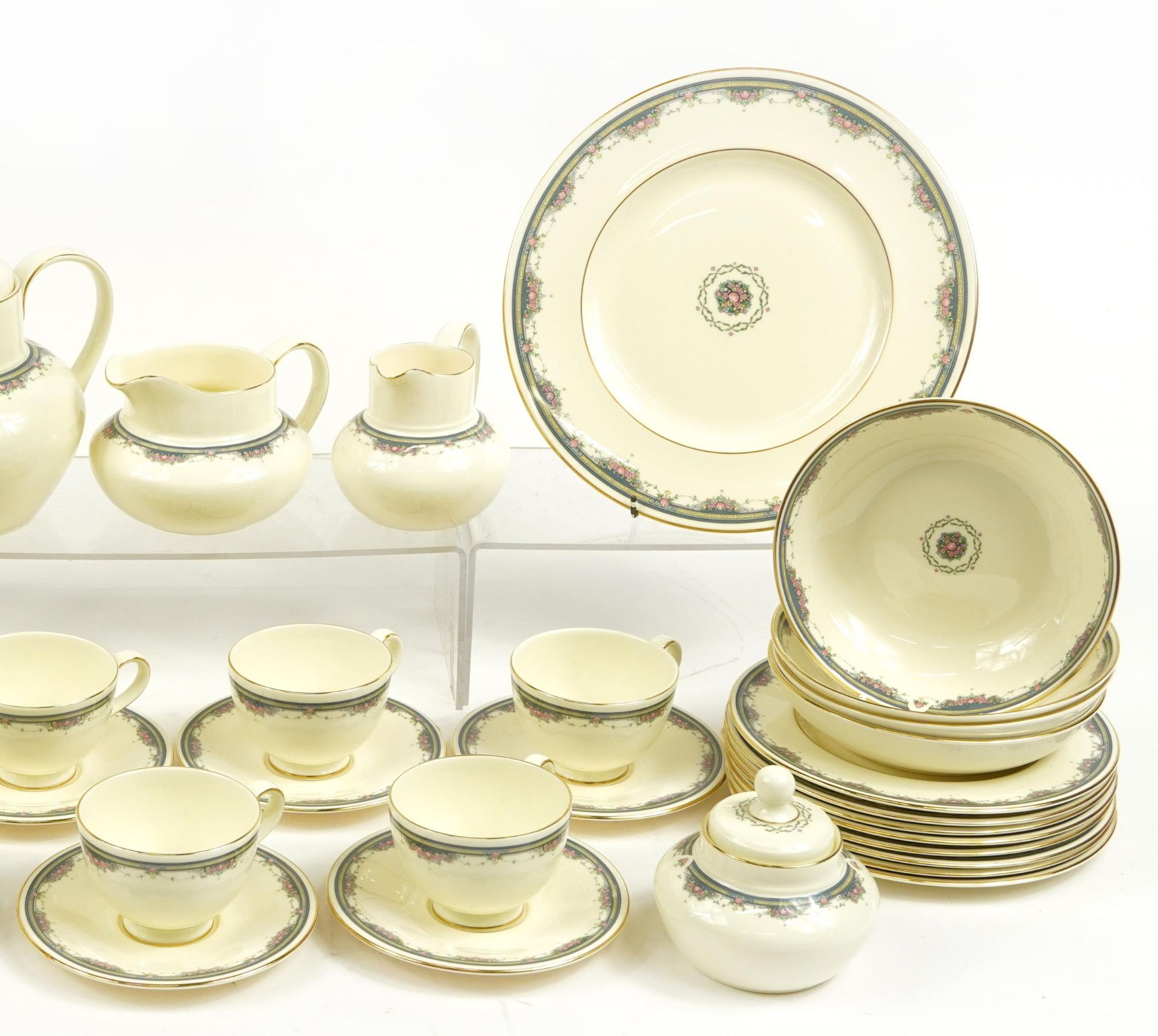 Royal Doulton Albany dinner and teaware including teapot, plates and trios, the largest each - Image 3 of 4