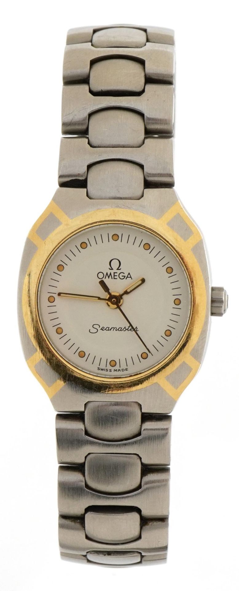 Omega, Omega ladies Seamaster stainless steel wristwatch, the strap numbered 6155/449, the case 22mm - Image 2 of 5