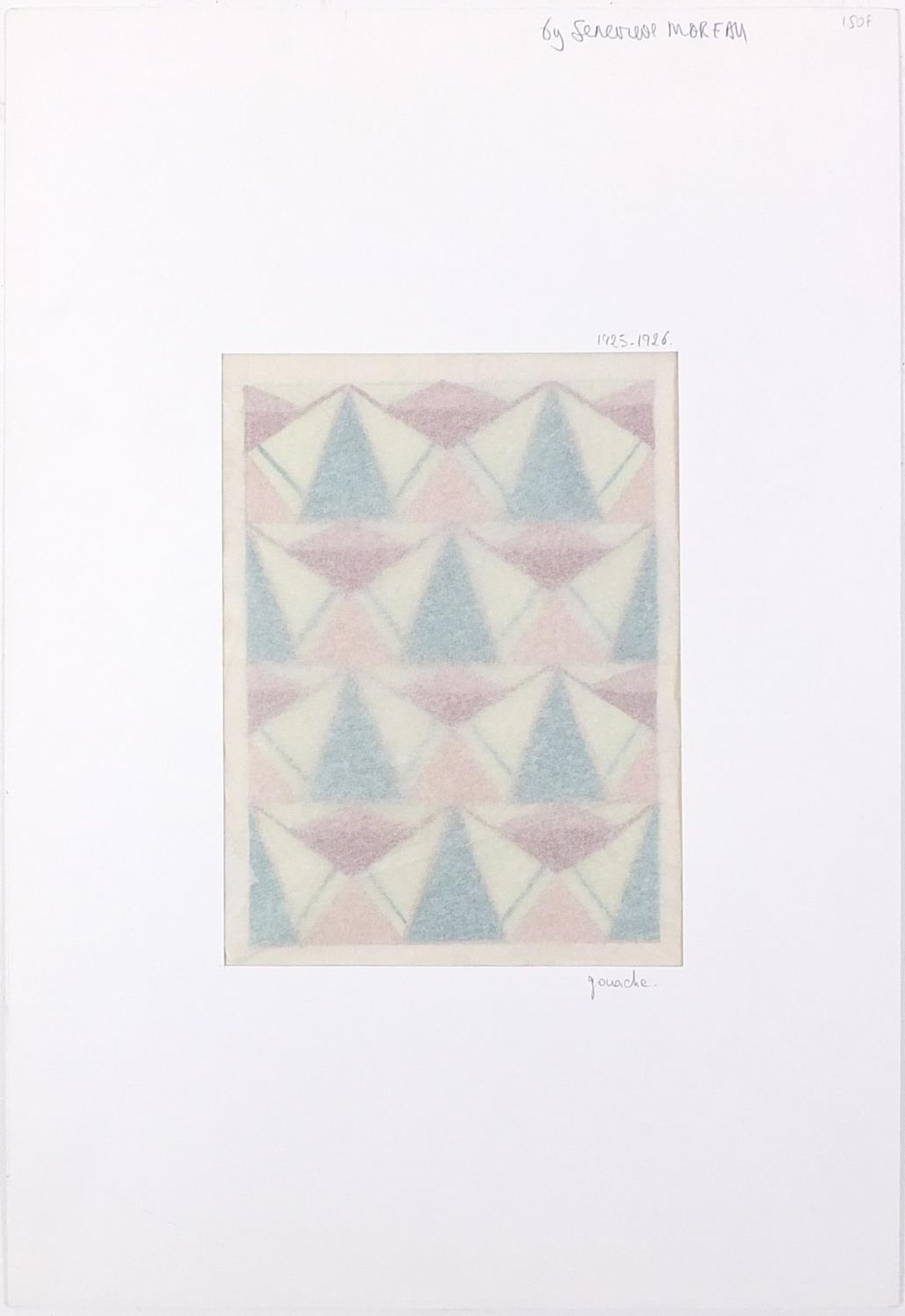 Abstract composition, geometric shapes, three Art Deco gouache on cards, each mounted, unframed, the - Image 6 of 12