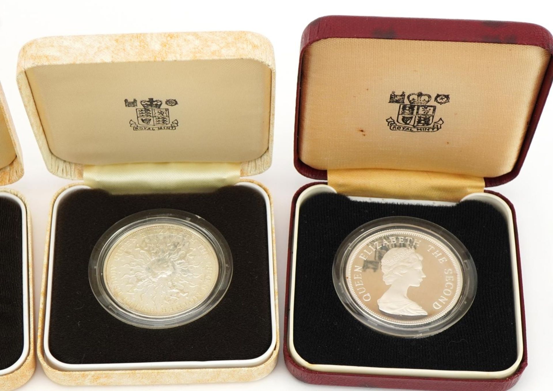 Four silver proof coins with fitted cases including Her Majesty Queen Elizabeth The Queen Mother - Image 3 of 4