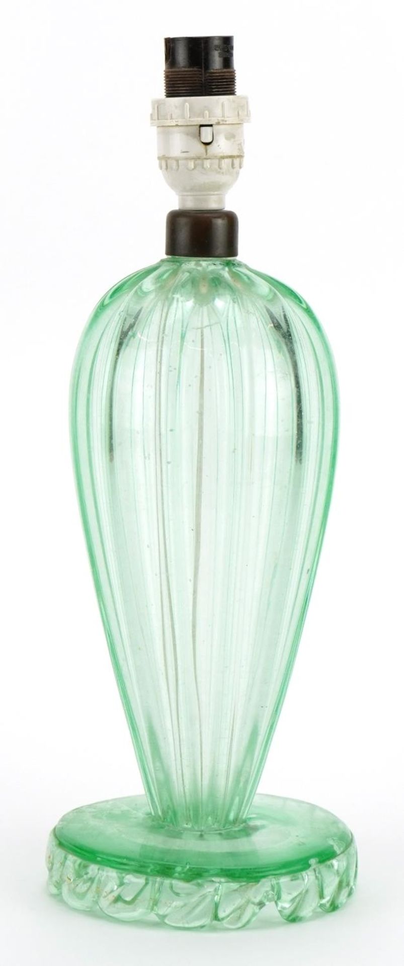 Vintage Murano green glass table lamp, 33.5cm high