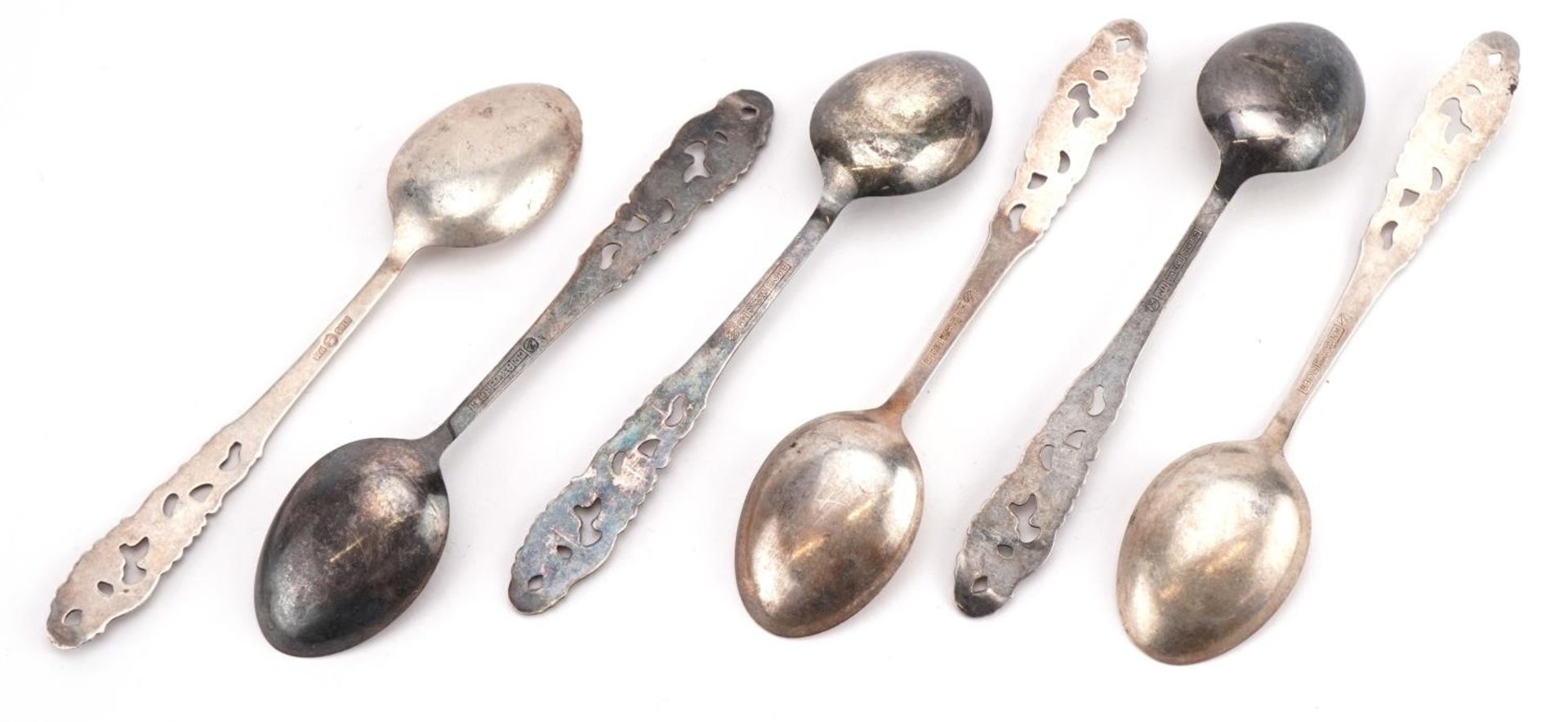 Norwegian 830S silver teaspoons with pierced terminals, 11.5cm in length, 63.0g - Image 2 of 3