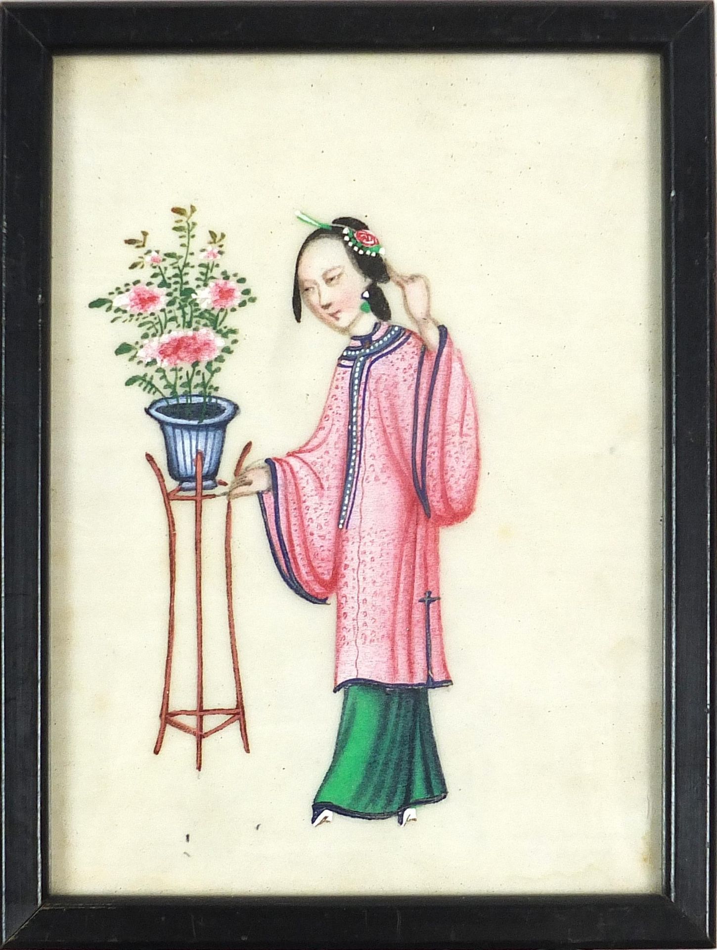 Empresses and attendants, set of five Chinese watercolours on pith paper, framed and glazed, each - Image 6 of 16