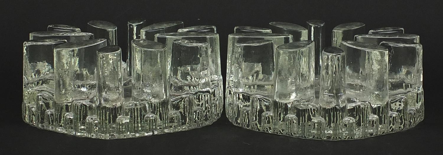 Pair of Scandinavian design candleholders, each 15.5cm in diameter