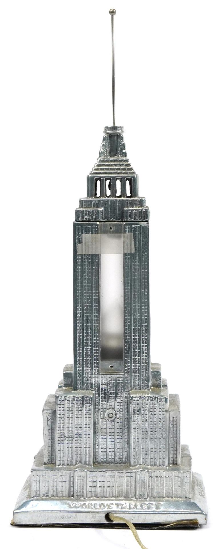 American interest Empire State Building cast metal table lamp, 49cm high - Image 2 of 2