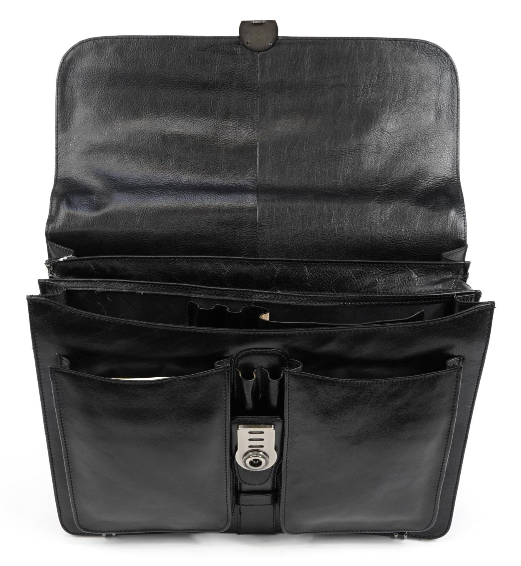 S Babila, Italian black leather briefcase bag, 42cm wide - Image 2 of 5