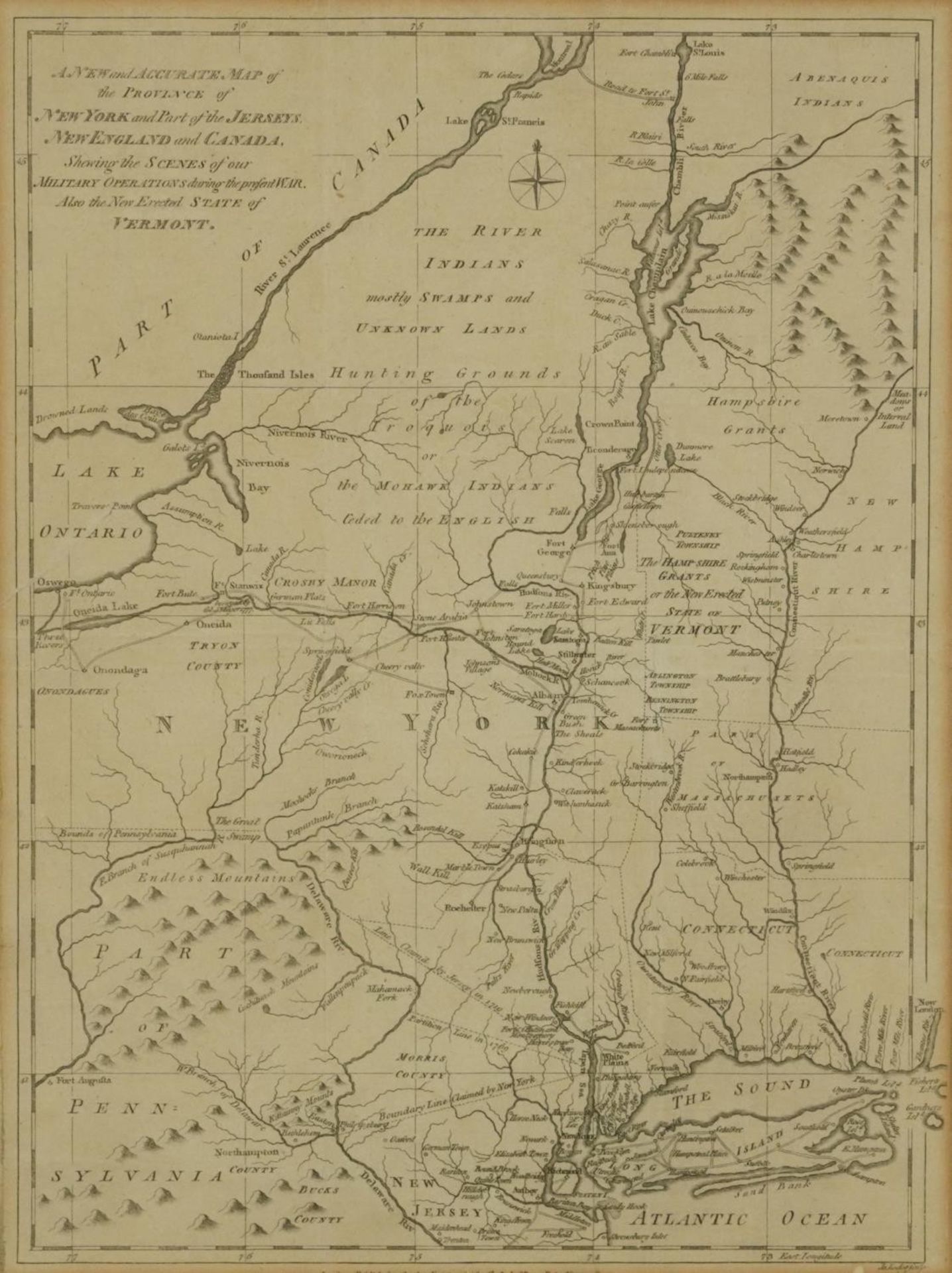 New and Accurate Map of the Province of New York and Part of the Jerseys, New England and Canada,