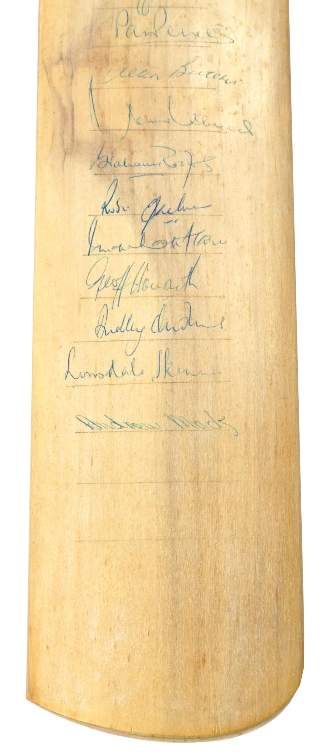 Wooden John Edrich autograph cricket bat signed with Surrey Cricket Club signatures, 86cm in length - Image 3 of 4