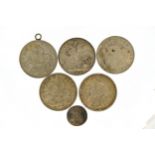 British and world coinage including 1897 crown, two rocking horse crowns and 1757 shilling