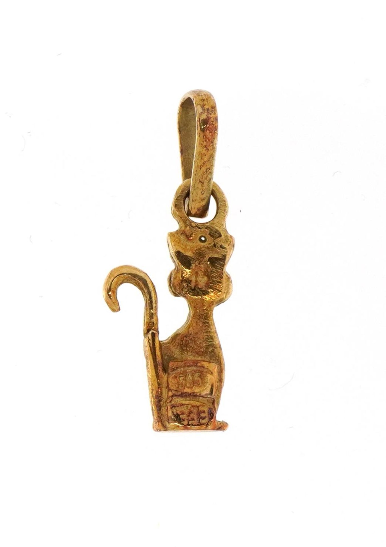 14ct gold cat pendant, 2.2cm high, 1.3g - Bild 2 aus 3