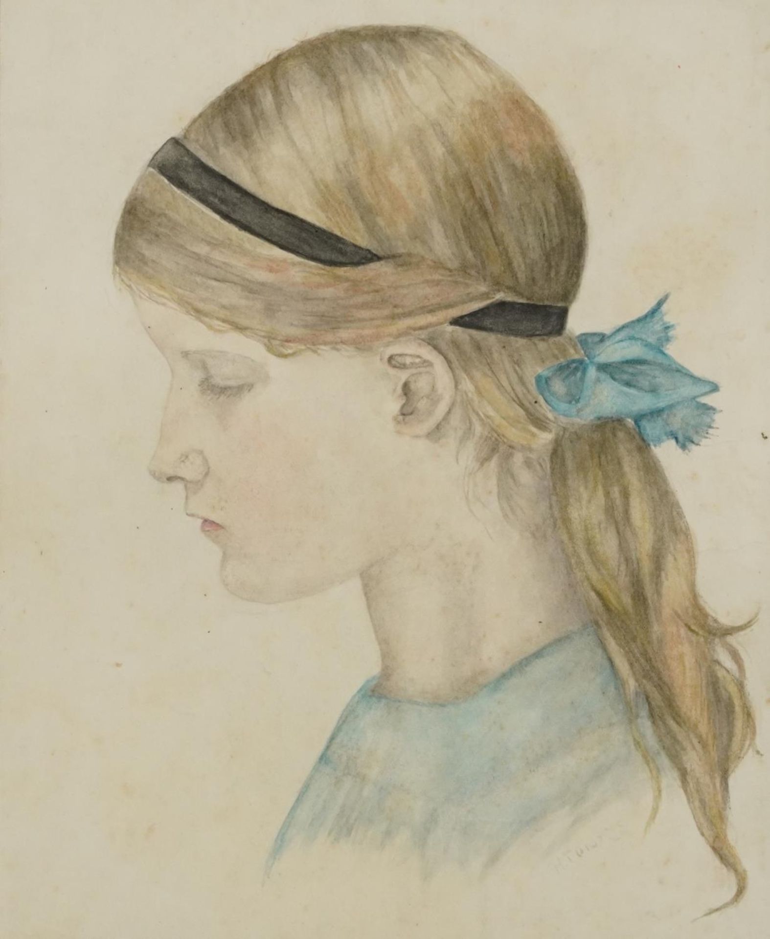 Henry Tonks - Portrait of a young girl, late 19th/early 20th century signed watercolour, mounted,