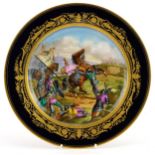 Sevres, 19th century porcelain cabinet plate hand painted with The Battle of Castillon, 1453, 24cm