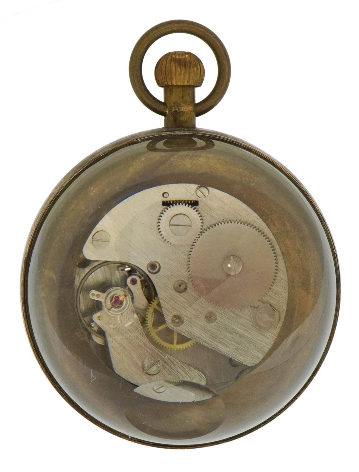 Globular brass desk clock, 6.5cm high - Image 2 of 2
