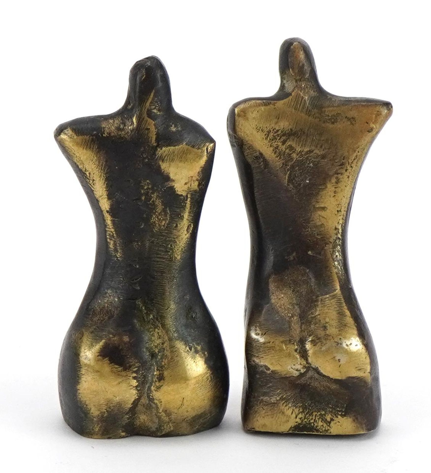 Pair of mid century Modernist male and female bronze torsos, each impressed Arturo to the reverse, - Bild 2 aus 4