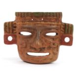 Columbian terracotta face mask, 24cm wide