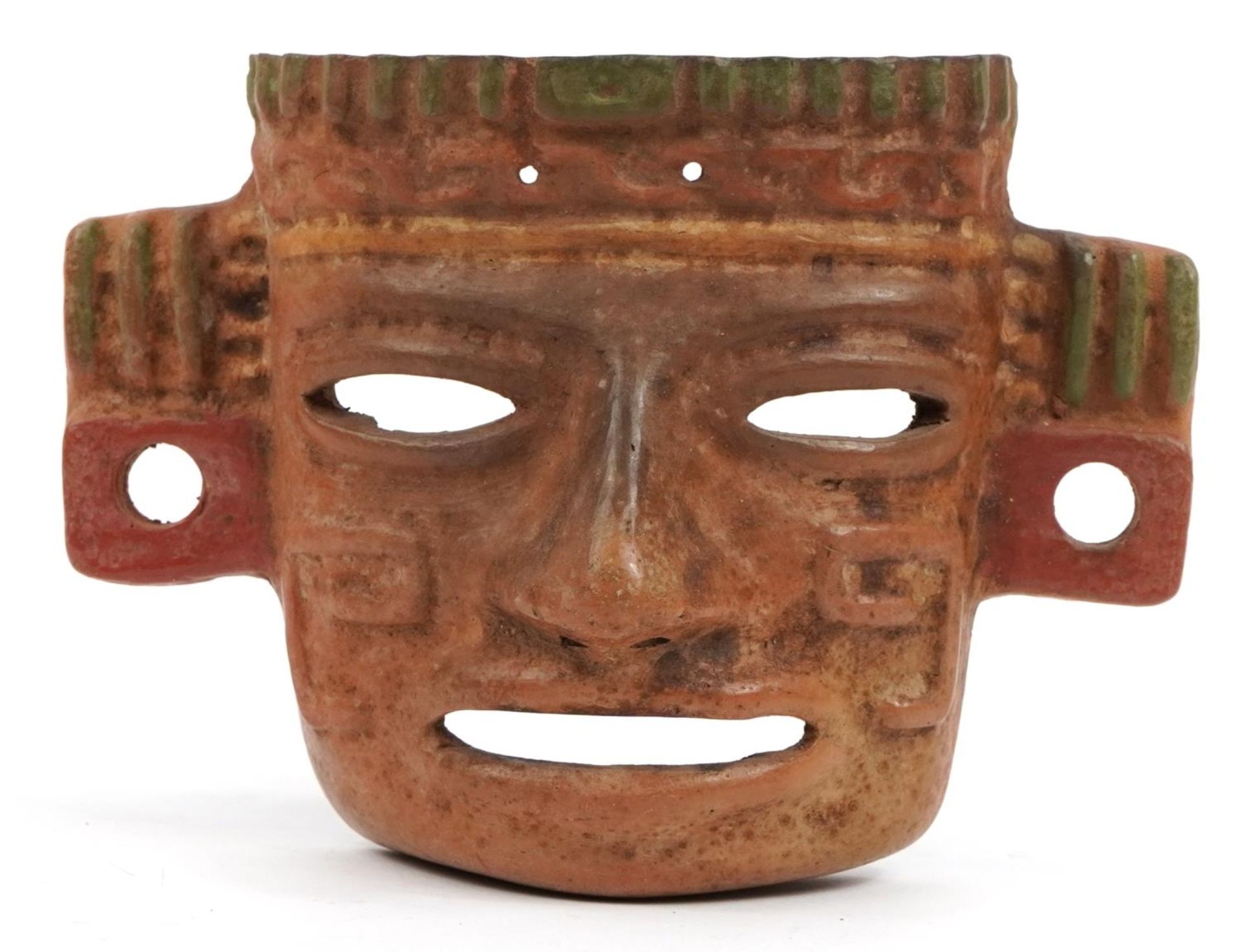 Columbian terracotta face mask, 24cm wide