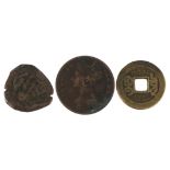 Three antique coins including two Chinese