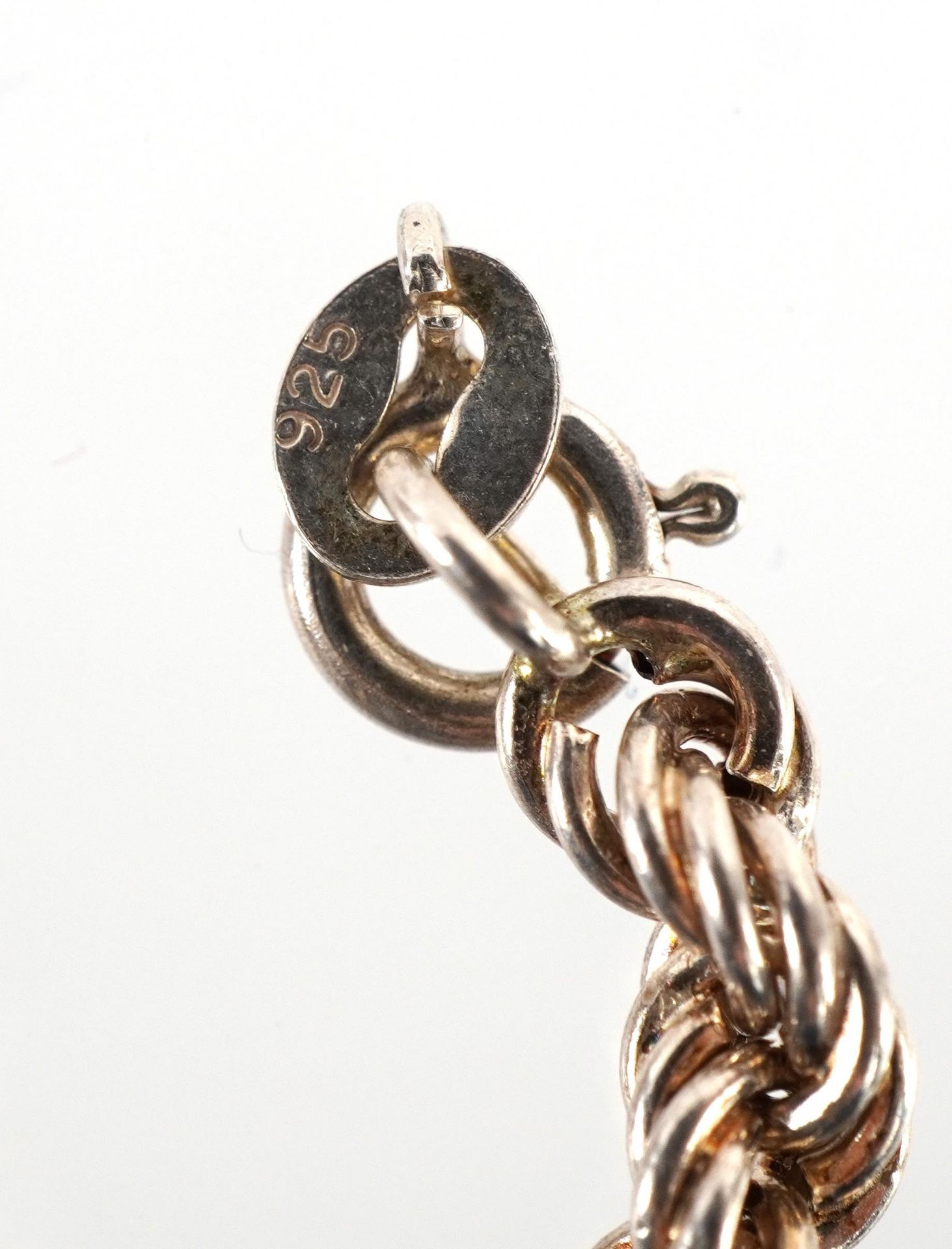 Silver rope twist bracelet stamped 925, 8.5cm in length, 4.6g - Image 2 of 3