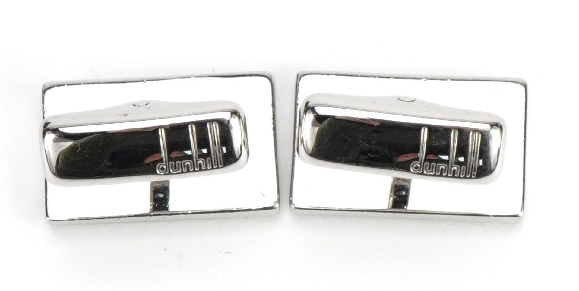 Alfred Dunhill, pair of steel cufflinks with Alfred Dunhill box, 1.9cm wide - Image 2 of 5